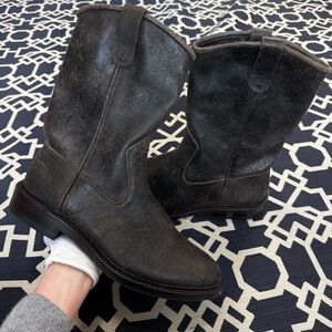 Allen Edmonds Dallas Roper Boots Husk Leather Pull On Western Boots Mens 10D